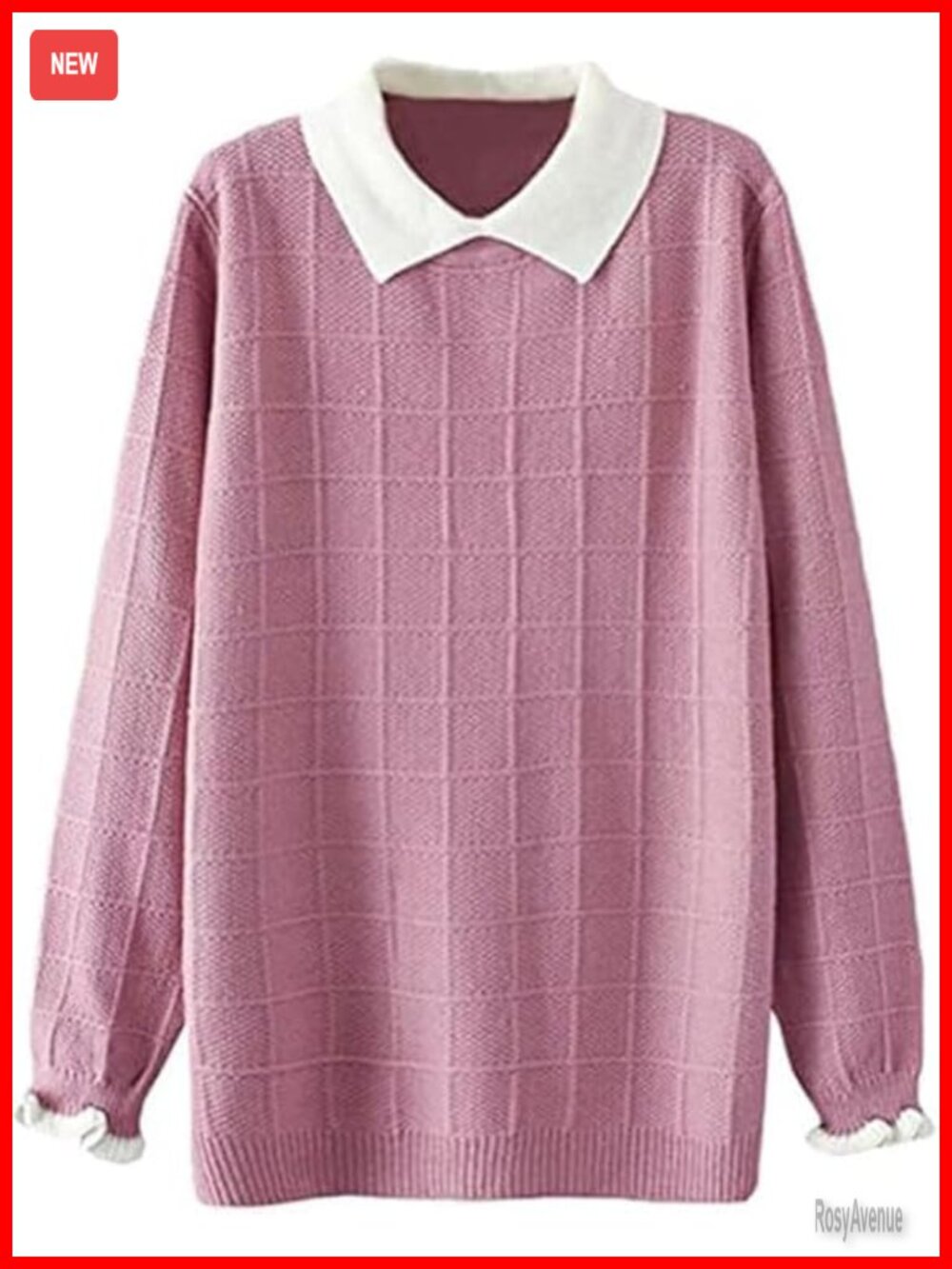 Women's Pan Collar Knitted Pullover Sweater Casual Loose Fit Top